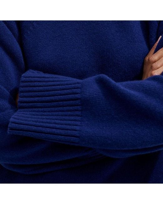 ME+EM Blue High Neck Relaxed Raglan Jumper