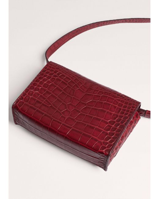 ME+EM Red Croc Print Clutch + Crossbody Bag