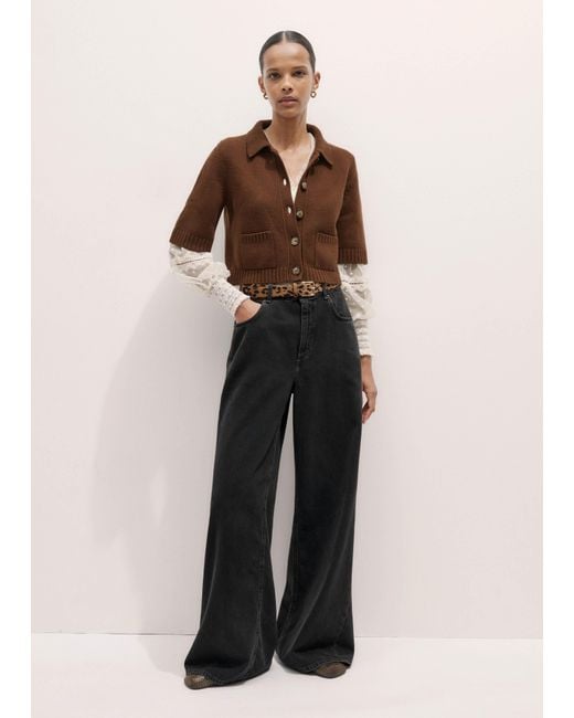 ME+EM Black Polka Dot Tulle Layering Blouse