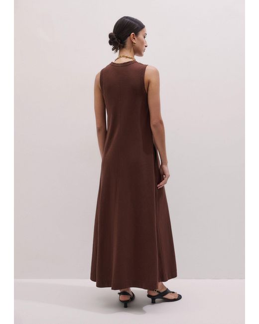 ME+EM Purple Flared Maxi Slub Dress