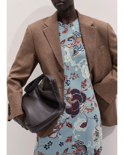 ME+EM Blue Grand Paisley Print Pouf Sleeve Maxi Dress