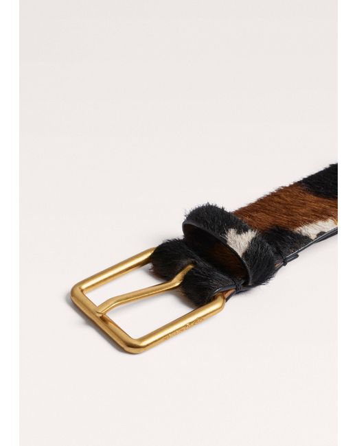 ME+EM Black Cow Print Classic Belt