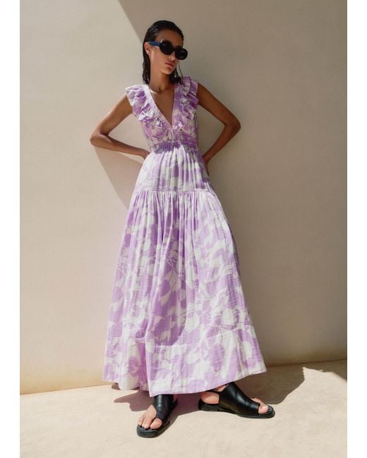 ME+EM Cheesecloth Tulip Print Full-Length Dress in Purple | Lyst ME+EM Cheesecloth Tulip Print Full-Length Dress in Purple | Lyst