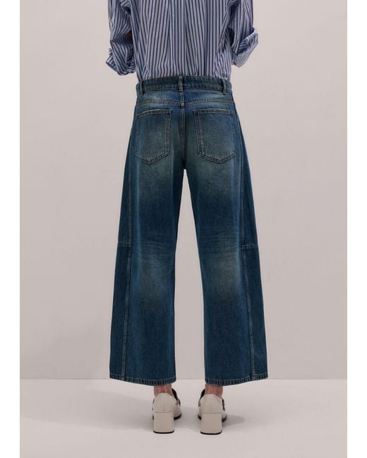 ME+EM Blue Cropped Exaggerated Tapered Jean