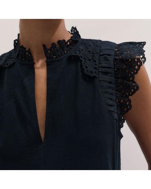ME+EM Blue Broderie Slub Short Swing Dress