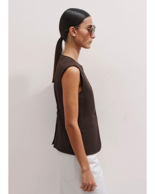 ME+EM Multicolor Linen Blend Deconstructed Vest