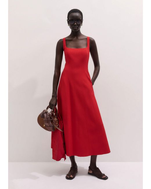 ME+EM Red Contour Seamed Maxi Dress
