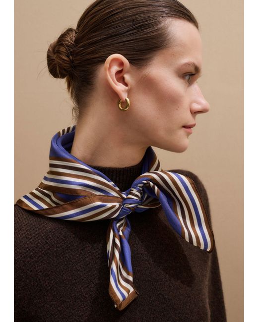 ME+EM Blue Multi Border Scarf