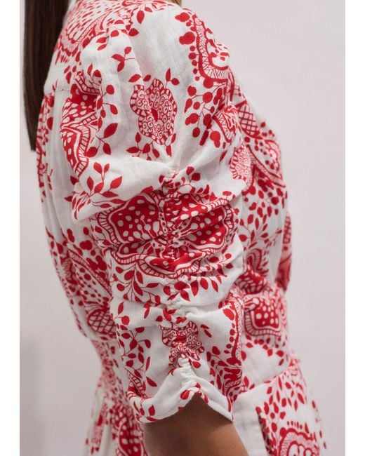 ME+EM Red Fit & Flare Twist Detail Cheesecloth Short Dress Soft