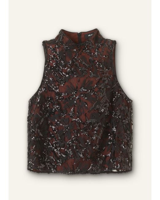 ME+EM Black Sequin Embellished Shell Top
