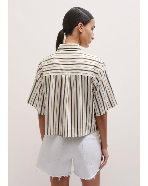 ME+EM Multicolor Fluid Crop Overshirt/Tobacco