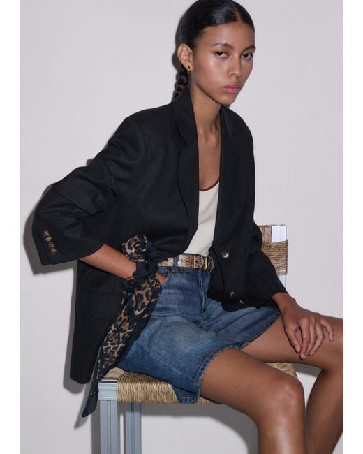 ME+EM Blue Crease-Less Linen Deconstructed Lightweight Summer Blazer