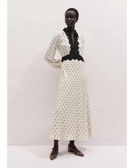polka dot dress winter ME+EM Lace Trim Maxi Cream in White Size:35 x 28 a cinched waistline global-end_use-Occasion Oh Polly Embellished Bandeau