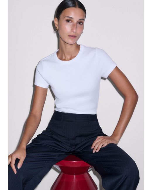 ME+EM White Ultimate Fitted Rib Crew Neck Tee