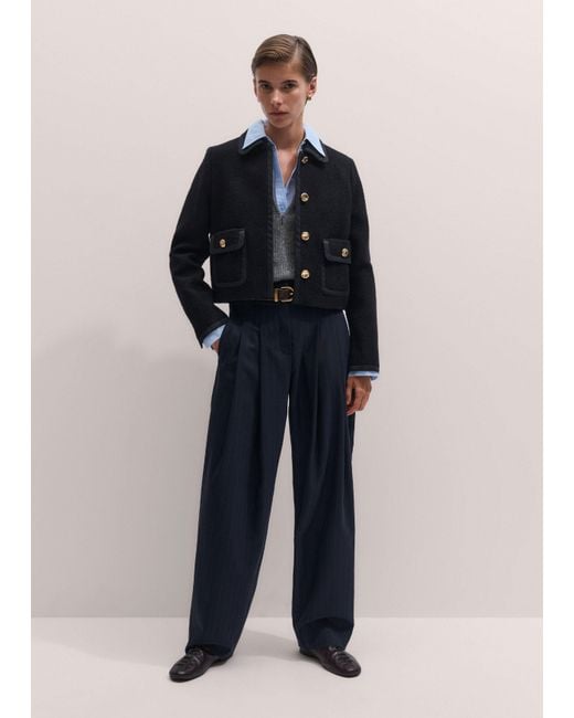 ME+EM Blue Double Pleat Taper Trouser