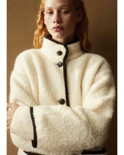 ME+EM Natural Italian Wool Alpaca-Blend Bouclé Cardigan Coat