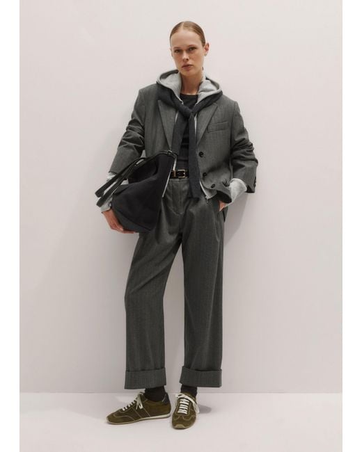 ME+EM Gray Cashmere Relaxed Fit Box Zip Hoody Mélange
