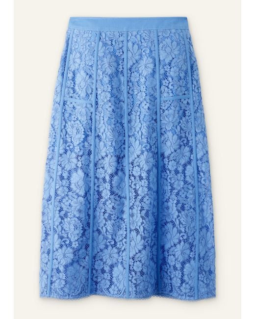 ME+EM Blue Lace A-Line Midi Skirt