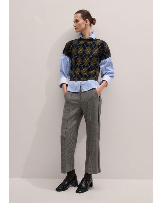 ME+EM Multicolor Cashmere Argyle Knit Baby Tee Multi