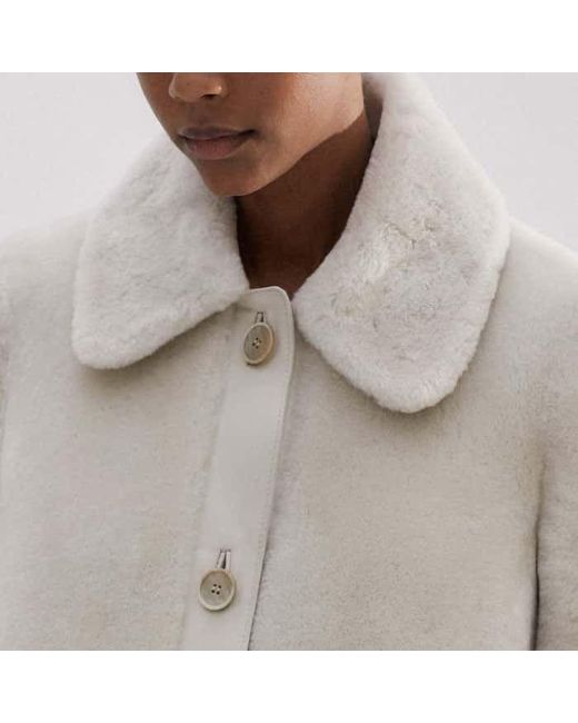 ME+EM Natural Luxe Shearling Leather-Mix Swing Coat