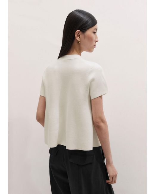 ME+EM Natural Wool Stretch Short Sleeve Swing Knit Top