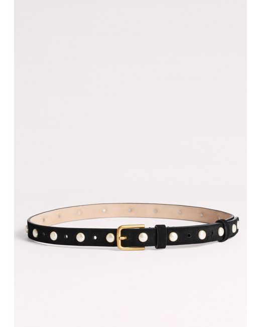 ME+EM Black Faux Pearl Stud Belt