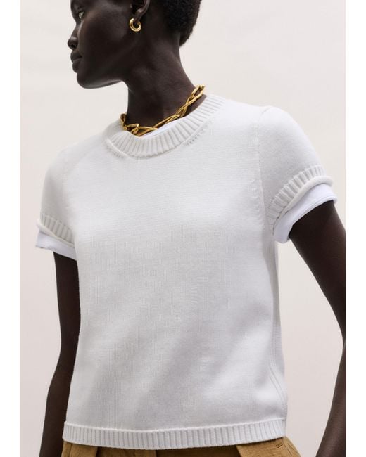 ME+EM White Shrunken Straight Knit Baby Tee