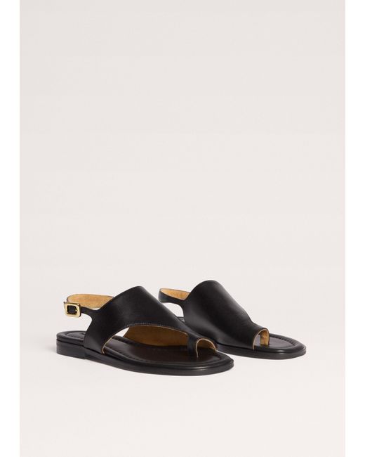 ME+EM Black Asymmetric Toe Loop Sandal