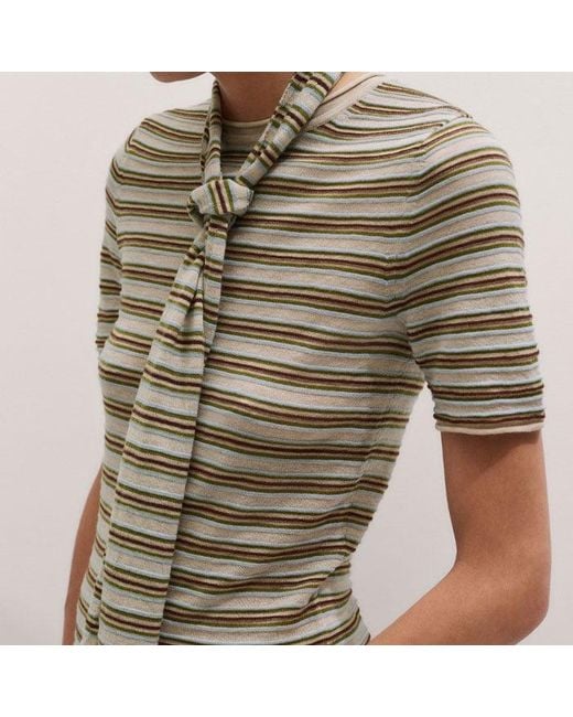 ME+EM Brown Barely There Micro Stripe Slim Tee + Tie