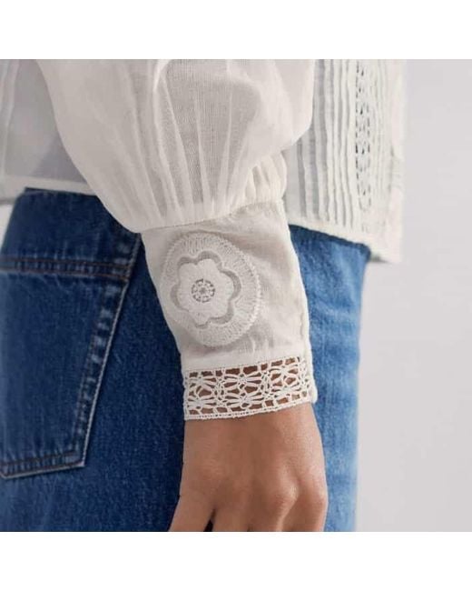 ME+EM White Cotton Voile Lace Top