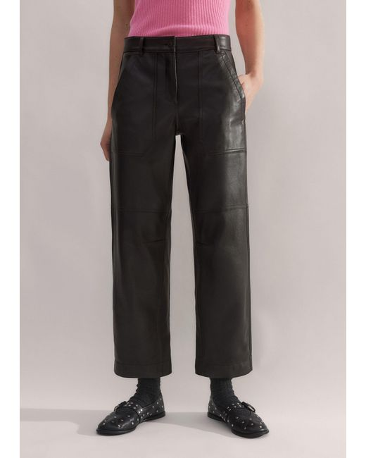 ME+EM Black Engineered-Leg Trouser