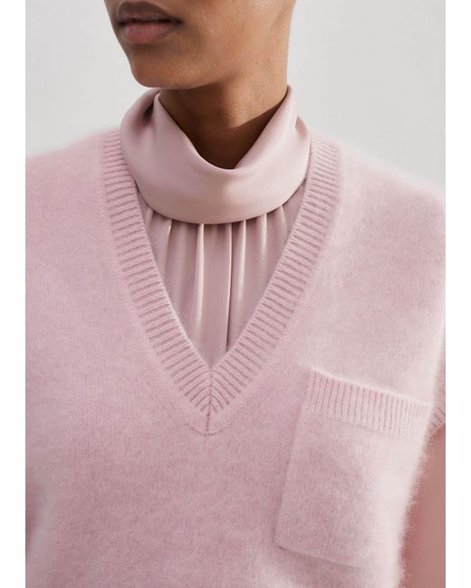 ME+EM Pink Brushed Cashmere V-Neck Vest