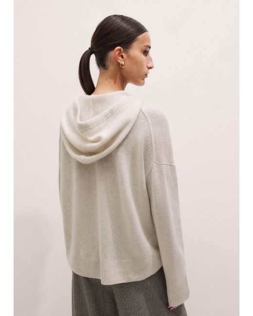 ME+EM Multicolor Luxe Cashmere Curved Hem Hoody Dark Charcoal