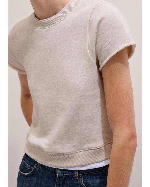 ME+EM Natural Double Layer Short Sleeve Sweatshirt Oatmeal Melange/Soft