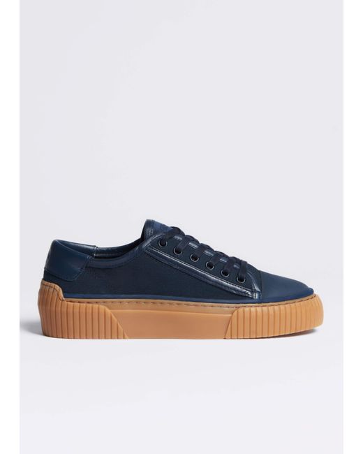 ME+EM Blue Canvas Low Top Sneaker