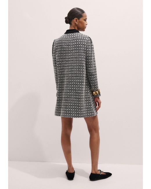 ME+EM Brown Statement Button Jacquard A-Line Dress