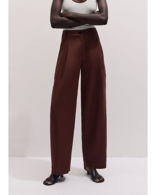 ME+EM Purple Exaggerated Tapered Pleat Trouser