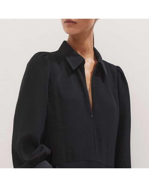 ME+EM Black Modern Twill Pleated Maxi Dress