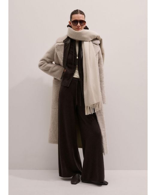 ME+EM Brown Cashmere Two Way Zip Straight Hoody Warm Chocolate Melange