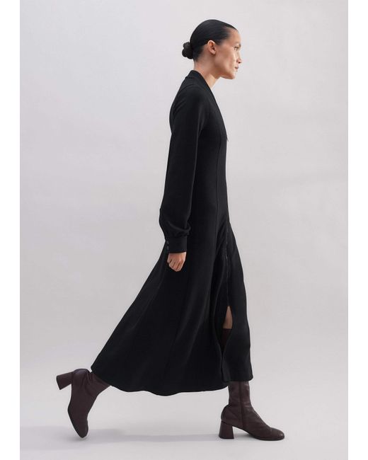 ME+EM Black Travel Tailoring Zip Front Midi Dress