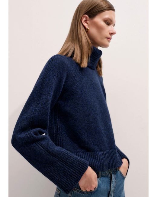 ME+EM Blue Merino Cashmere Mouliné Jumper + Snood/ Mouliné