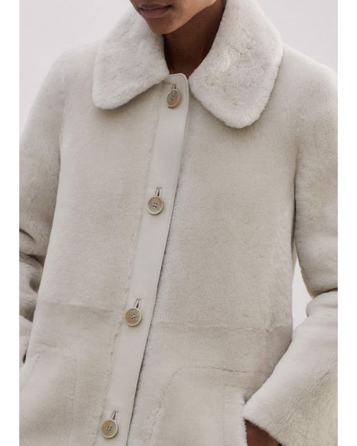 ME+EM Natural Luxe Shearling Leather-Mix Swing Coat