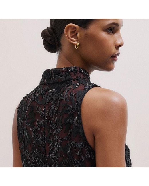 ME+EM Black Sequin Embellished Shell Top