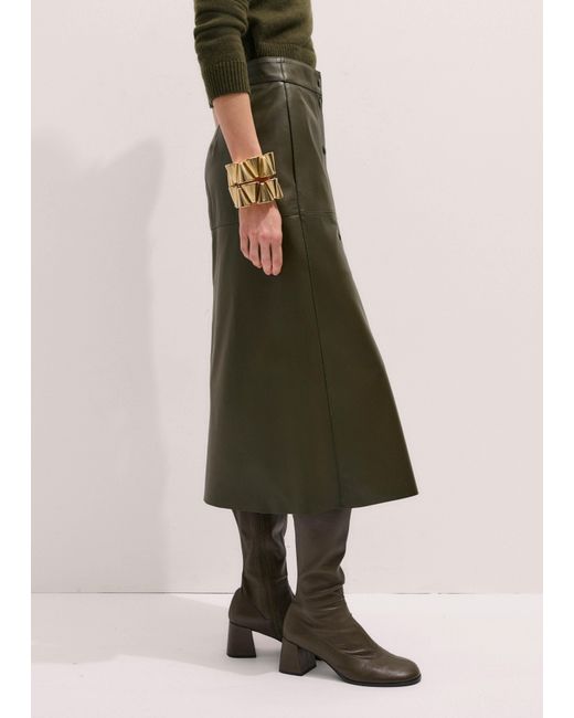 ME+EM Green Straight Button Front Maxi Skirt