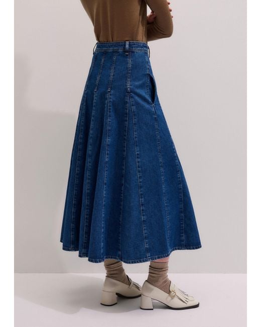 ME+EM Blue Panelled Maxi Skirt
