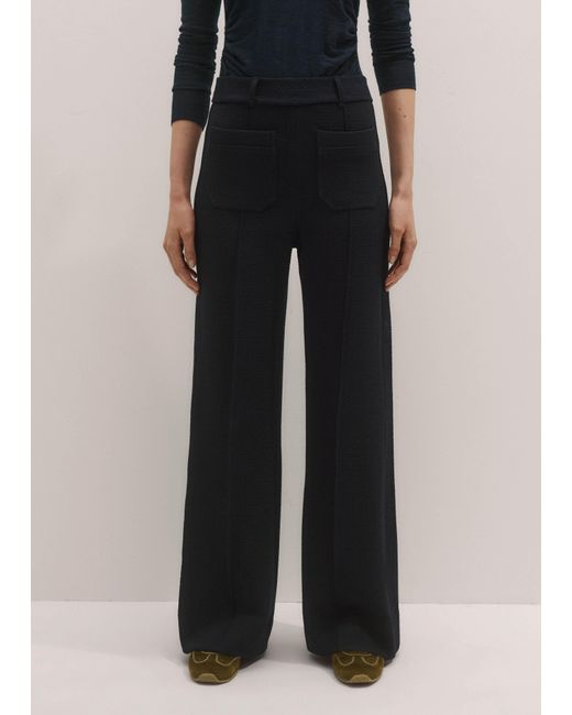 ME+EM Black Textured Patch Pocket Subtle Flare Trouser
