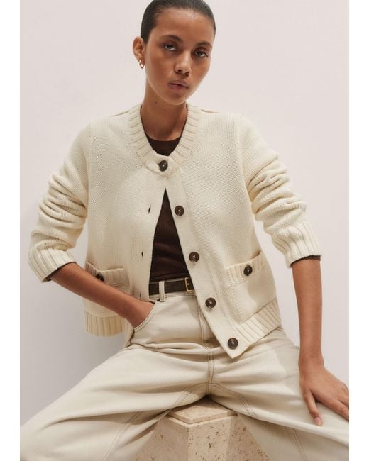 ME+EM Natural Cotton Bracelet Sleeve Cropped Cardigan