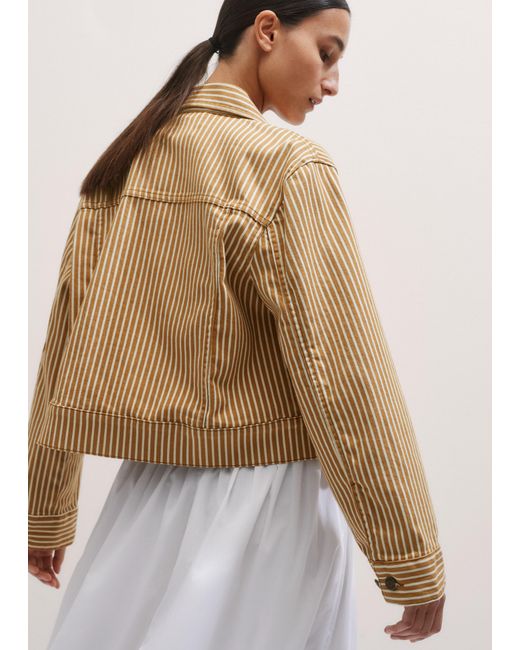 ME+EM Brown Cotton Denim Stripe Jacket