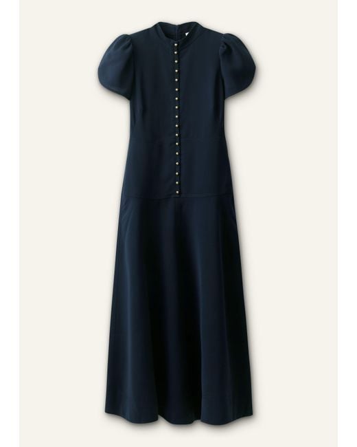 ME+EM Blue A-Line Feature Button Maxi Dress