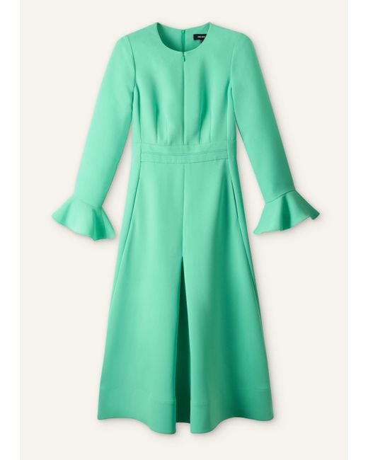 ME+EM Green Fluid Crepe Elegant Midi Dress